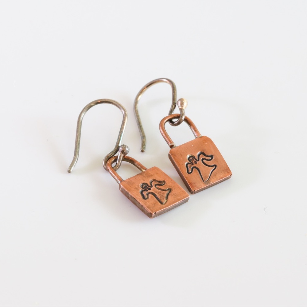 Spooky Ghost Earrings 👻 Copper & Sterling Silver Handmade Fun” - Picture 3 of 4